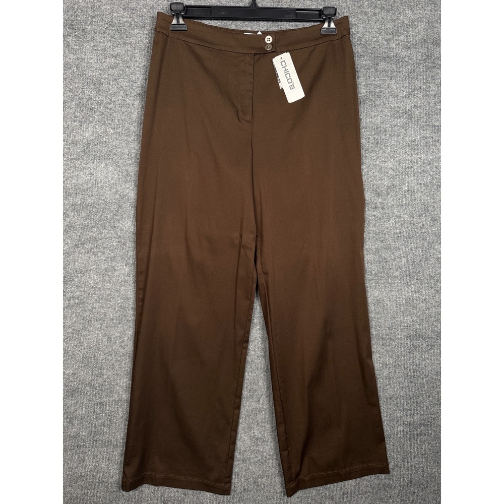 Chico's Sz 2 US‎ Large Ocean Beach Kaitlyn Dress Pants Coffee Office Career